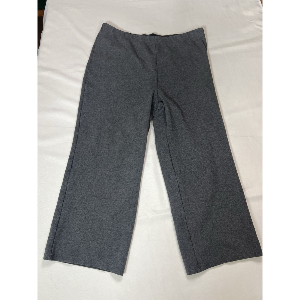 Quince Organic Cotton Double Knit Wide Leg Pants Heather Gray Size XL